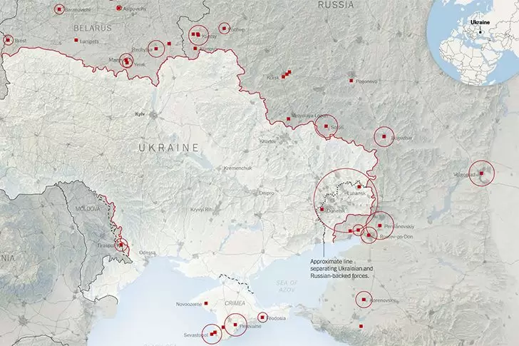 Карта «российского вторжения» - The New York Times