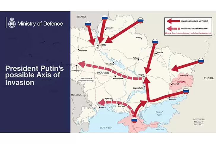 Карта «российского вторжения» от Министерства обороны Британии