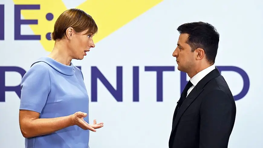 Президент Эстонии Керсти Кальюлайд и президент Украины Владимир Зеленский