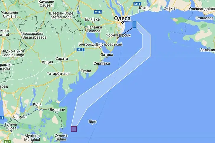 Маршрут вывоза украинского зерна по Черному морю