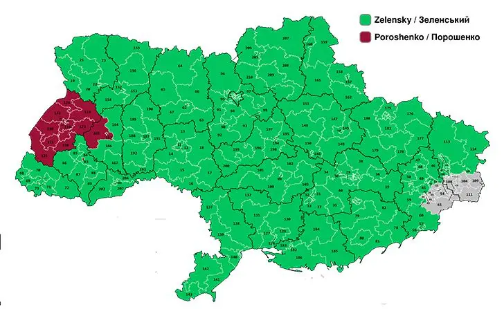 Президентские выборы на Украине 2019 года - карта