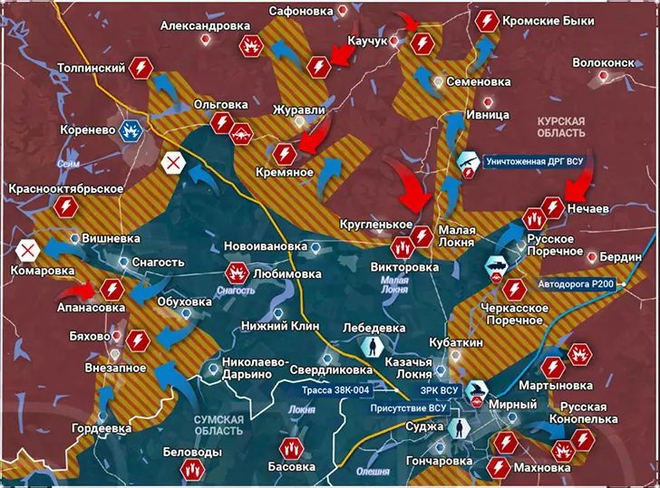 карта захваченных территорий в Курской области