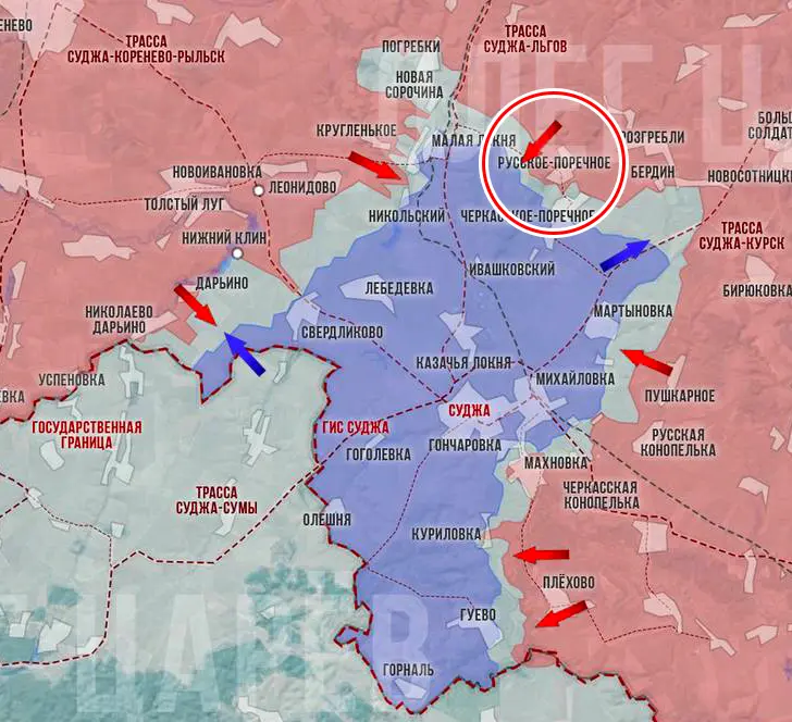Русское Поречное на карте