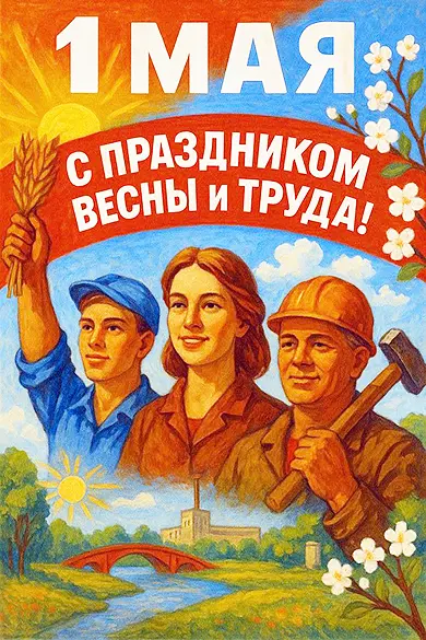 Советская открытка 1 мая
